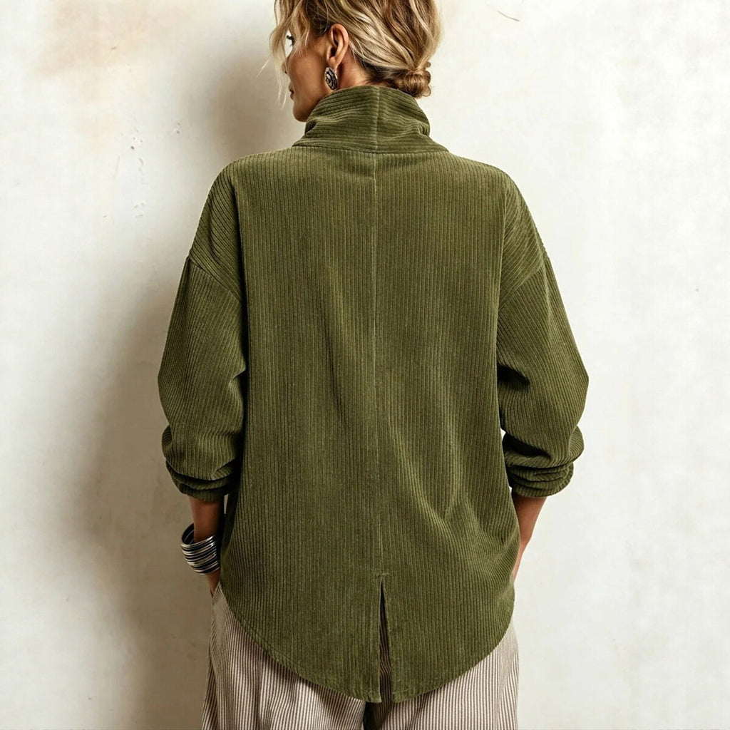 Asymmetric Corduroy High-Neck Top - product image 2