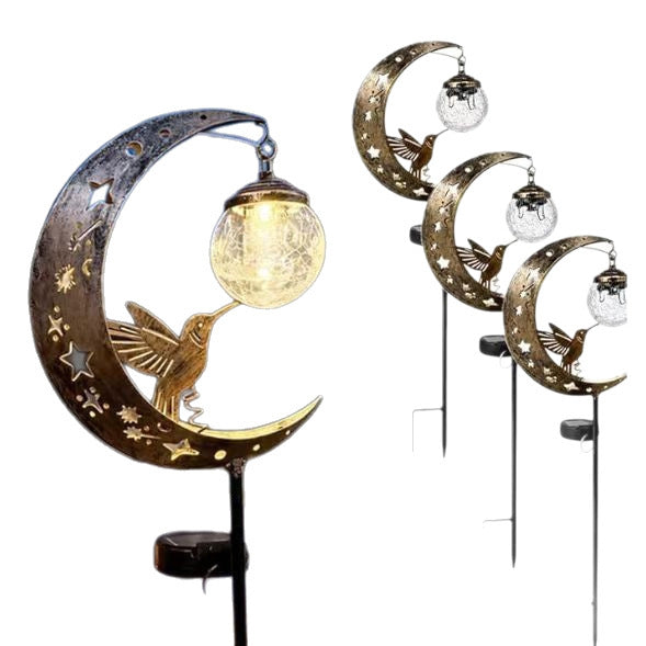 Solar Hummingbird Moon Garden Light