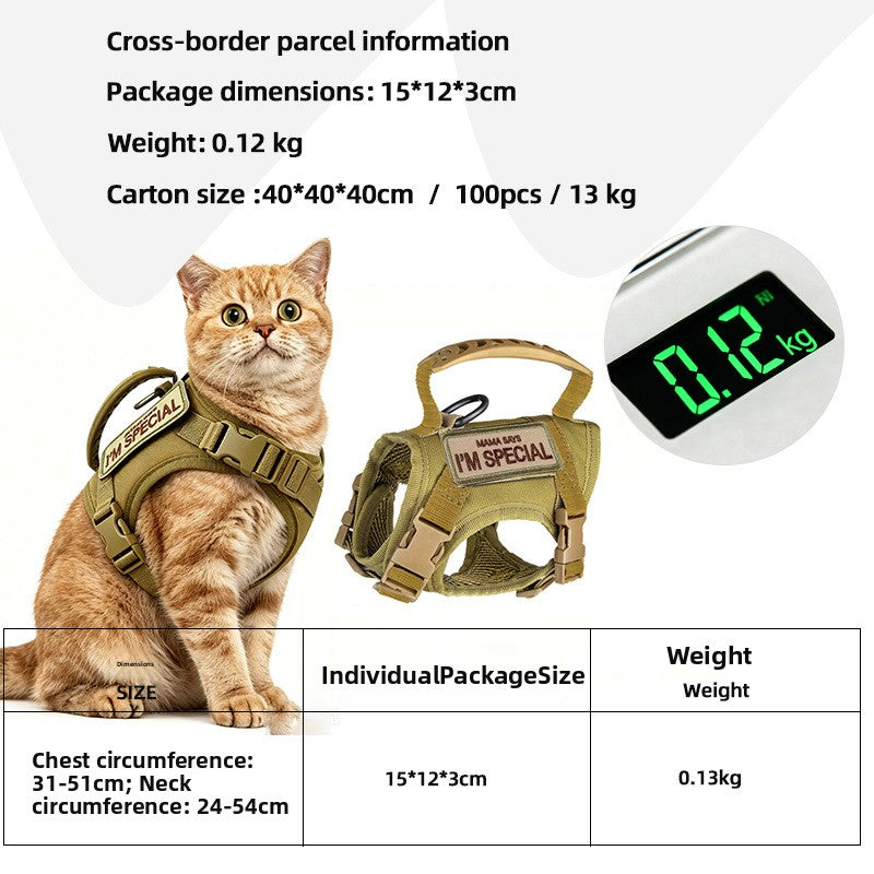 Size chart for Adjustable Mesh Pet Harness with Grab Handle