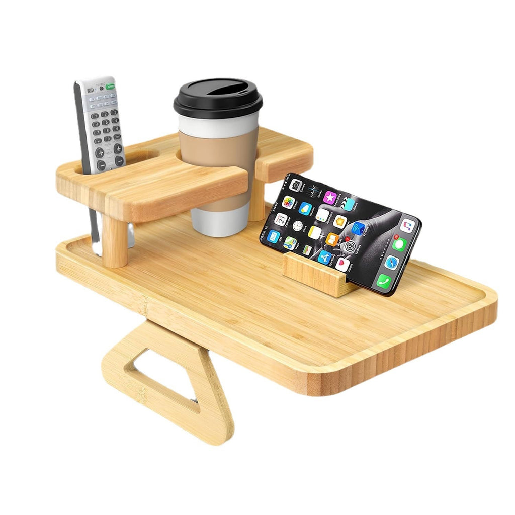 Double Layer Sofa Armrest Tray with Cup Holder