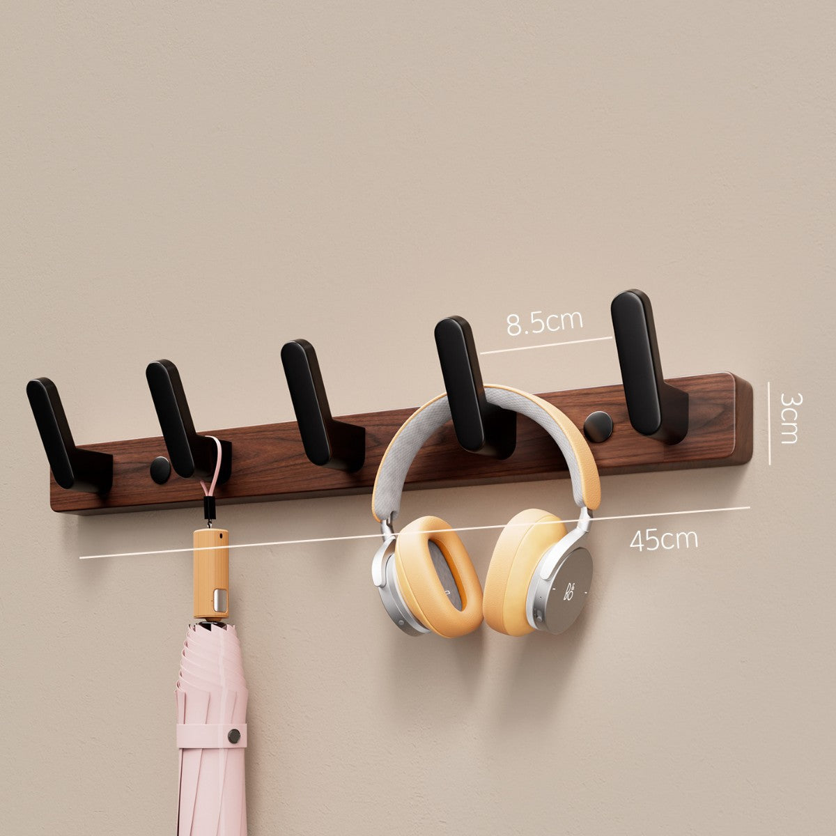Walnut Wood Wall Hook Rack