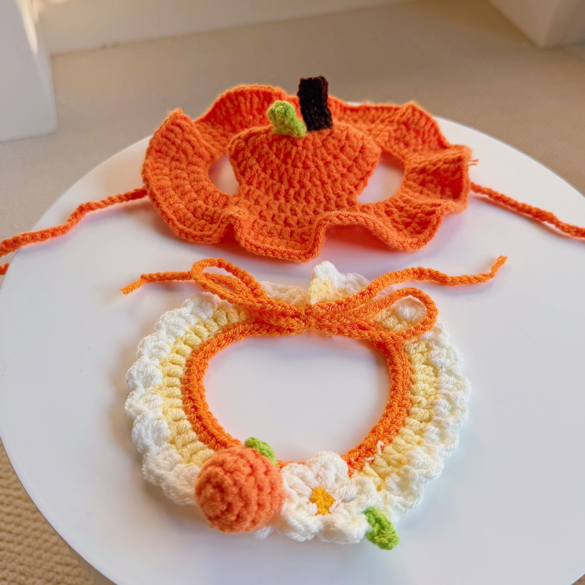 Crochet Pet Hat & Collar Costume Set - image 11
