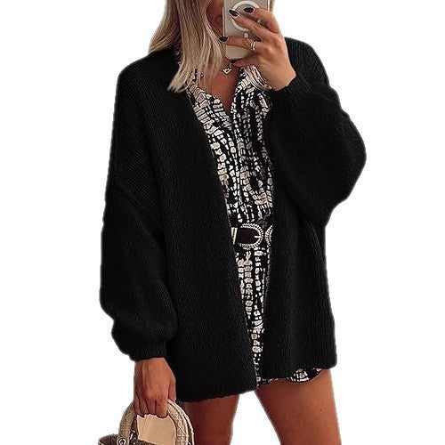 Women's Textured Long-Sleeve Open-Front Cardigan