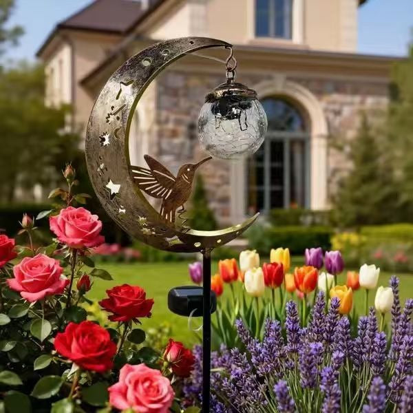 Solar Hummingbird Moon Garden Light
