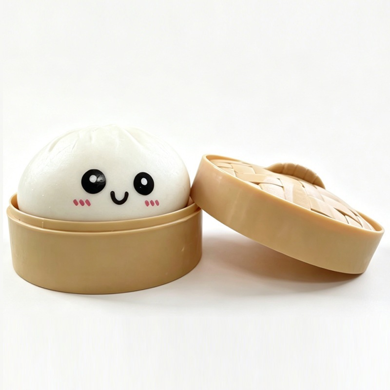 Squishy chifluță cu coșuleț de bambus