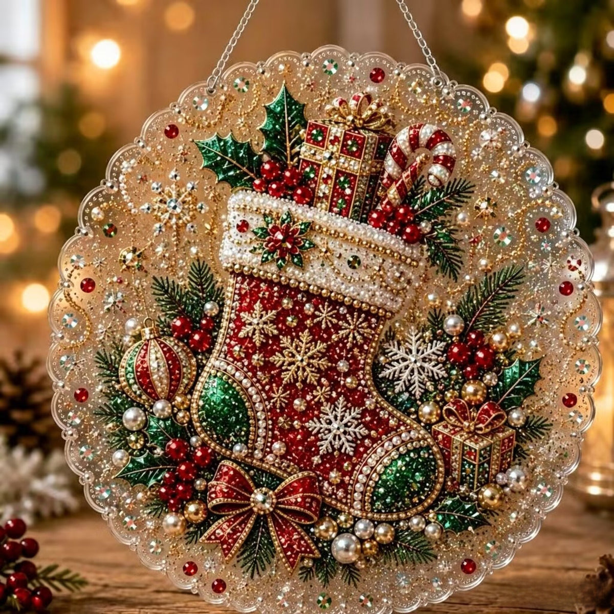 Ornament de Crăciun cu pictură cu diamante 5D