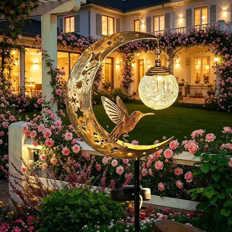 Solar Hummingbird Moon Garden Light