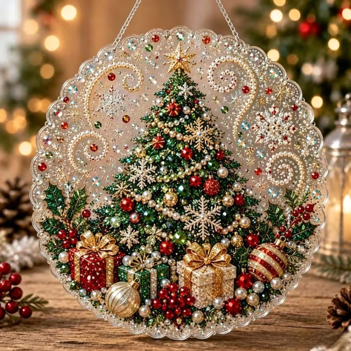 Ornament de Crăciun cu pictură cu diamante 5D