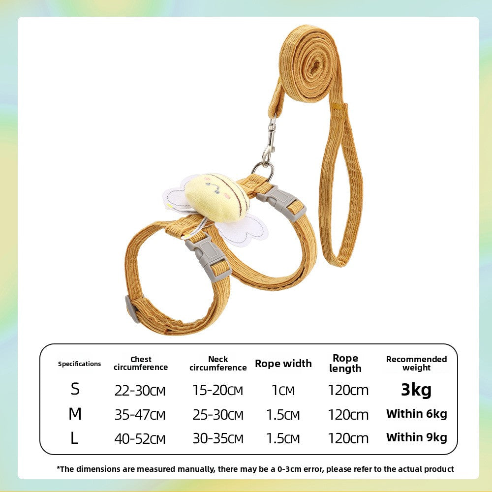 Size chart for Bee Pet Harness & Leash Set