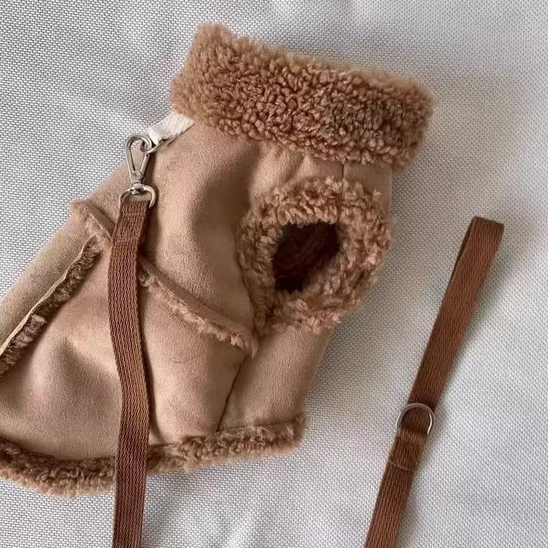 Plush-Trim Winter Vest for Small Dogs
