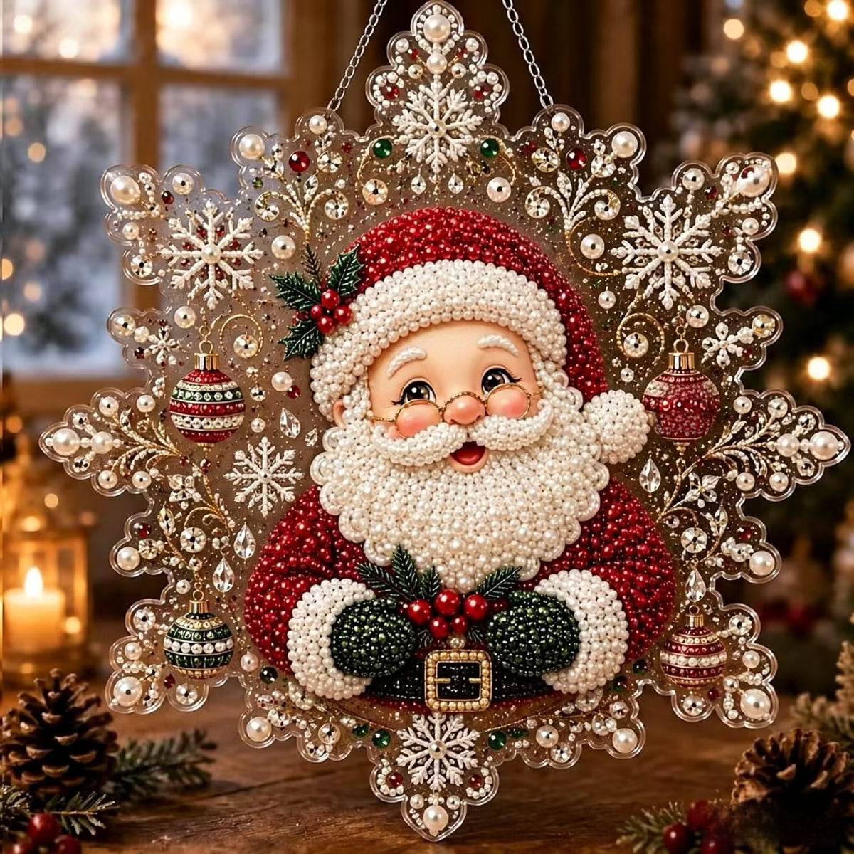Ornament de Crăciun cu pictură cu diamante 5D