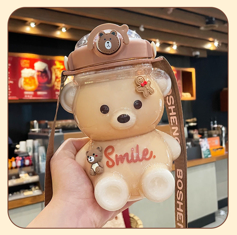 Bear Straw Water Bottle with Carry Strap
