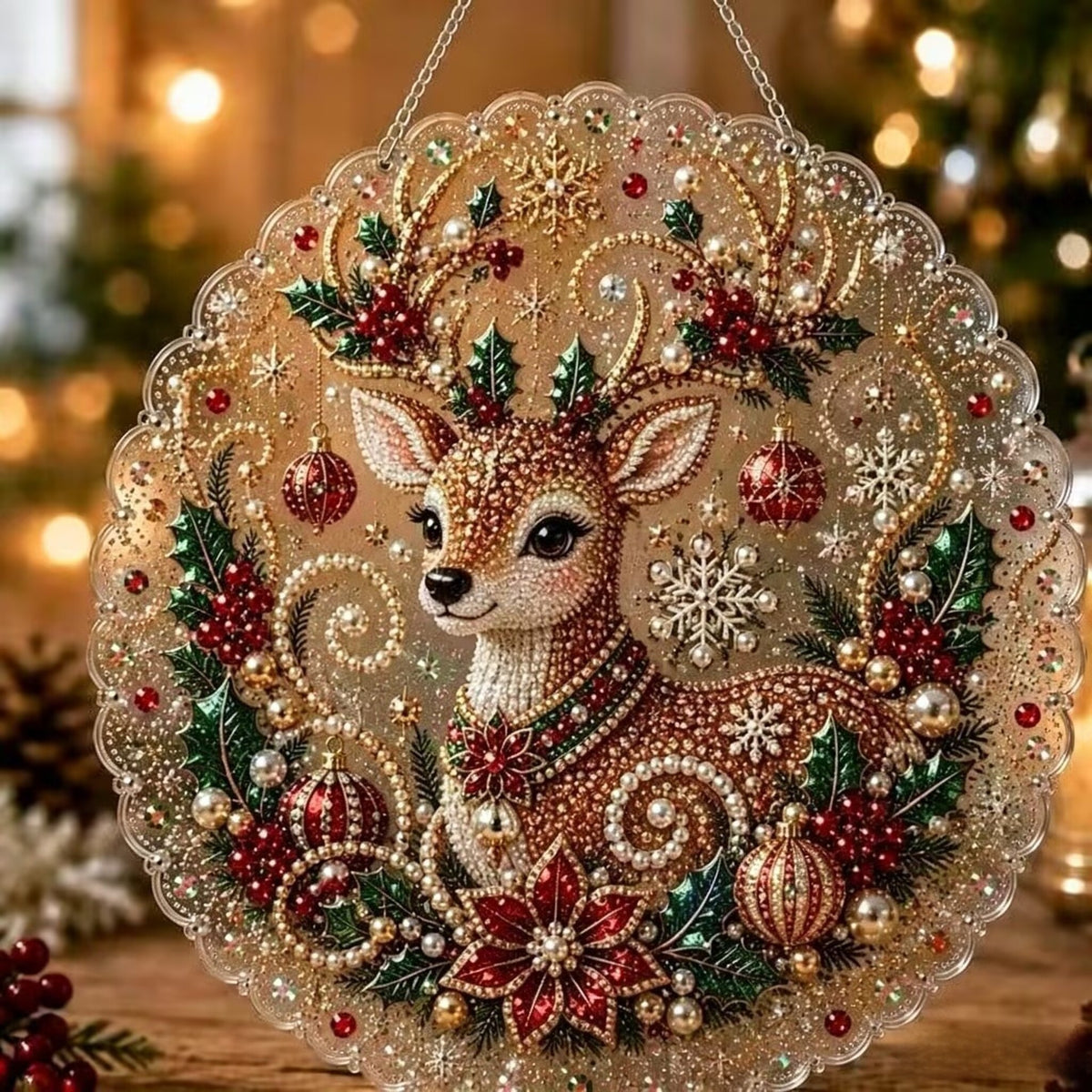 Ornament de Crăciun cu pictură cu diamante 5D