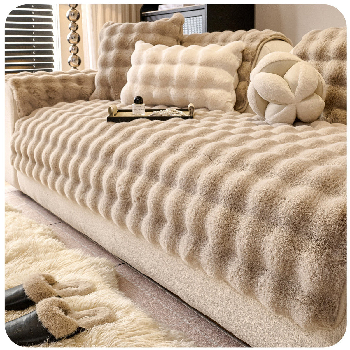 Plush Sofa Cushion Cover