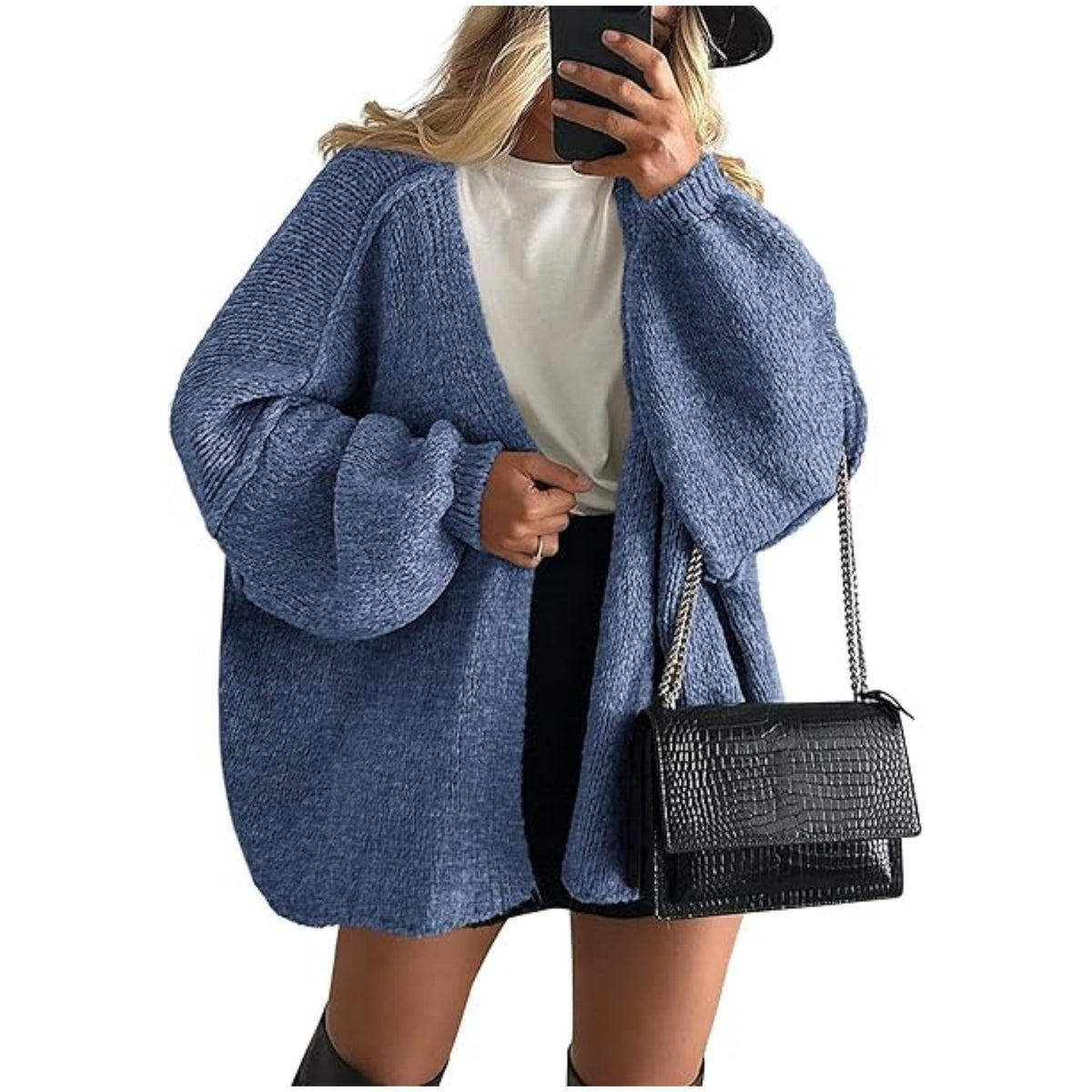 Women's Textured Long-Sleeve Open-Front Cardigan