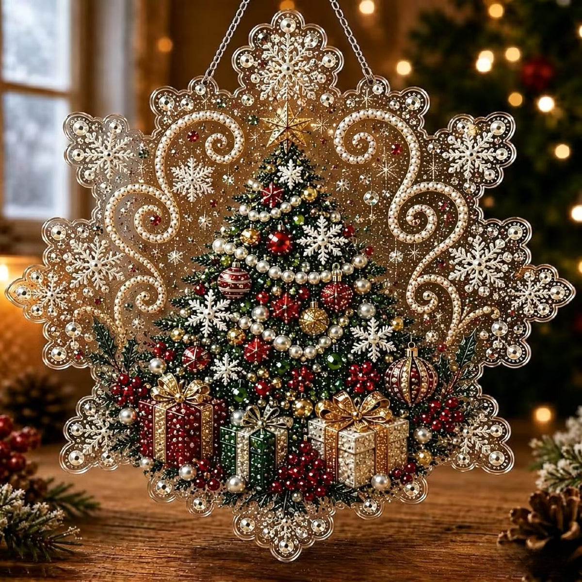 Ornament de Crăciun cu pictură cu diamante 5D