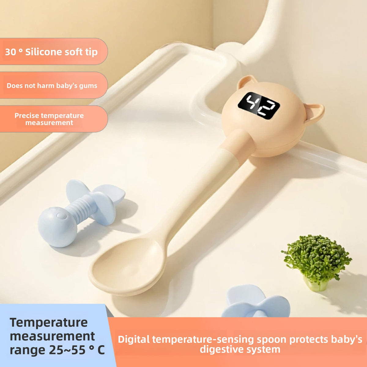 Digital Temperature-Sensing Feeding Spoon