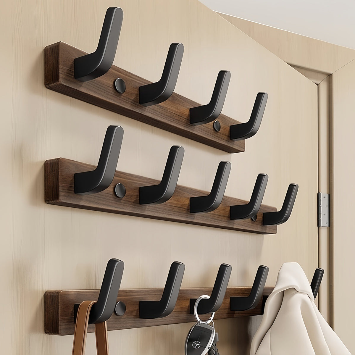 Walnut Wood Wall Hook Rack
