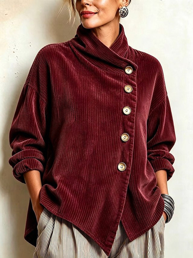 Asymmetric Corduroy High-Neck Top - product image 24