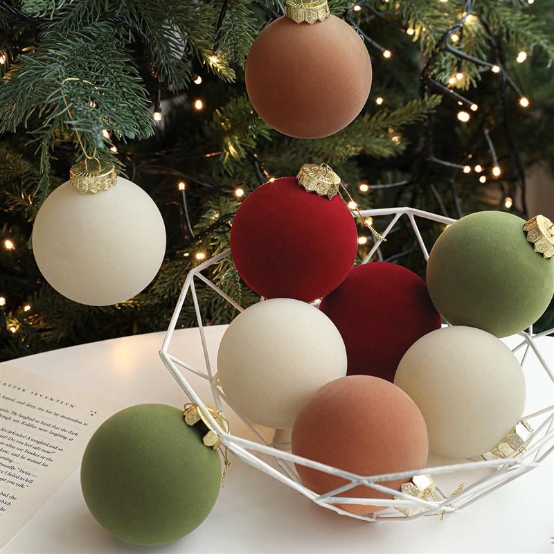 Flocked Christmas Ball Ornaments