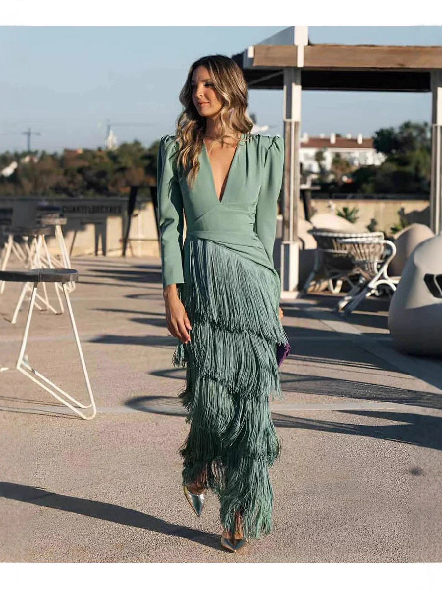 Elegant Tassel Maxi Evening Dress - product image 2