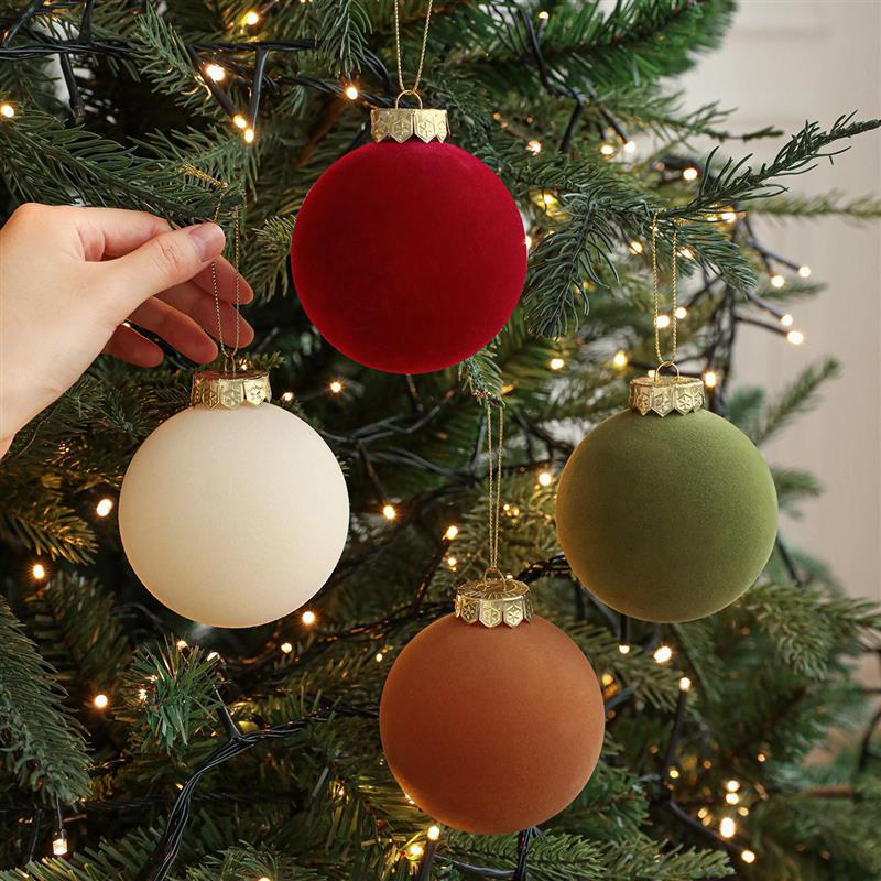 Flocked Christmas Ball Ornaments