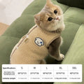 Size chart for Fleece Vest for Cats & Small Dogs