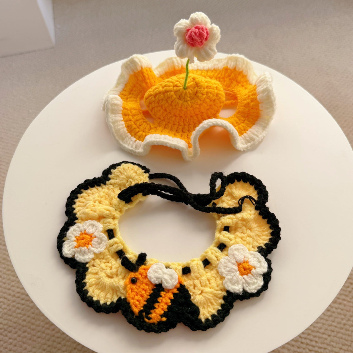 Crochet Pet Hat & Collar Costume Set - image 6