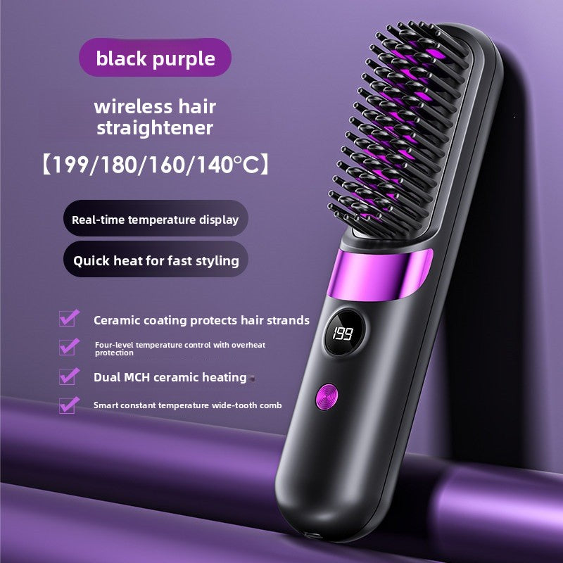 Cordless Hair Styling Comb for Straightening & Curls