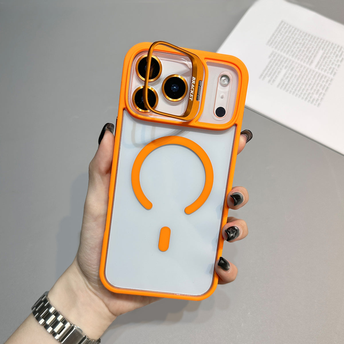 Magnetic Transparent Phone Case with Lens Holder