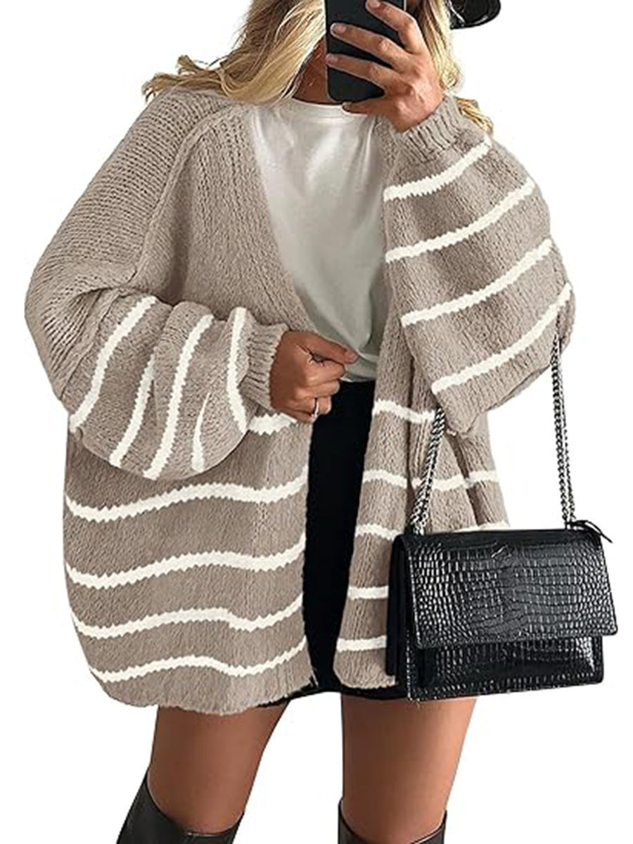 Women's Textured Long-Sleeve Open-Front Cardigan