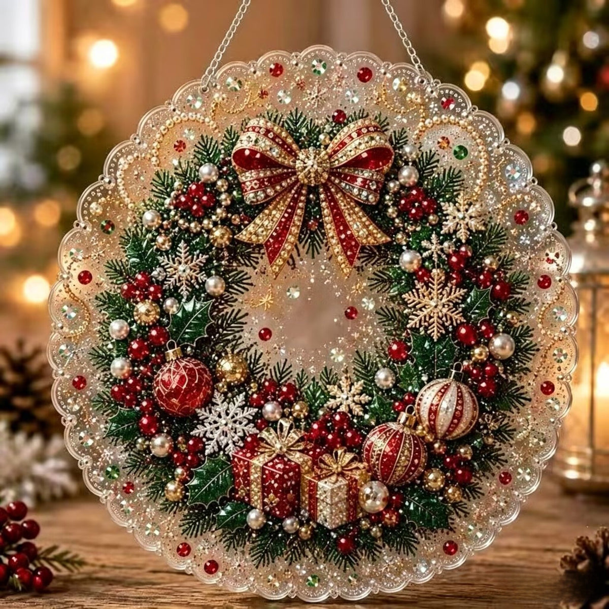 Ornament de Crăciun cu pictură cu diamante 5D