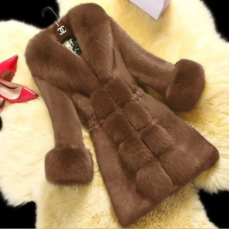 Women's Mid-Length Faux Fur Collar Coat - product image 12