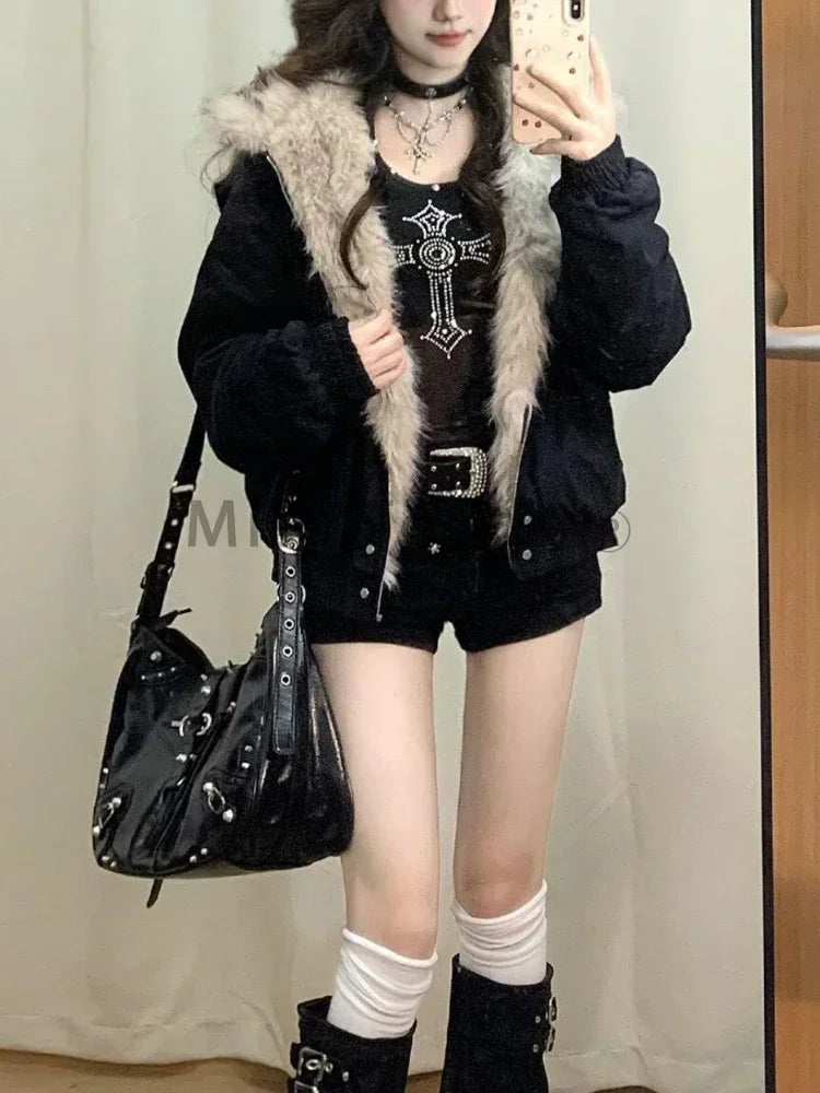 Women's Fur Collar Hooded Padded Coat - product image 3