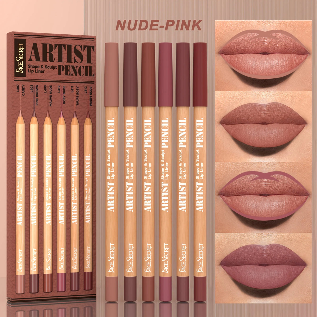 Nude Lip Liner Set, 6 Pieces - product image 1