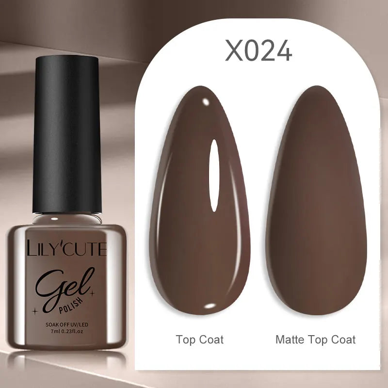 Ojă semipermanentă LILYCUTE Gold Coffee Cat-Eye, 7 ml