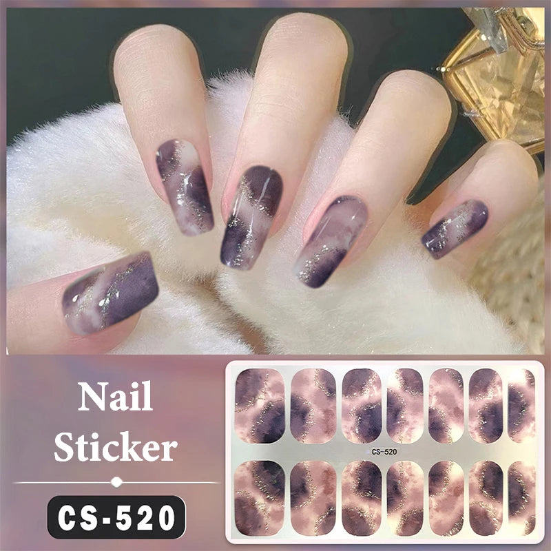 Full-Cover Nail Wrap Stickers, 14-Piece Set - product image 1