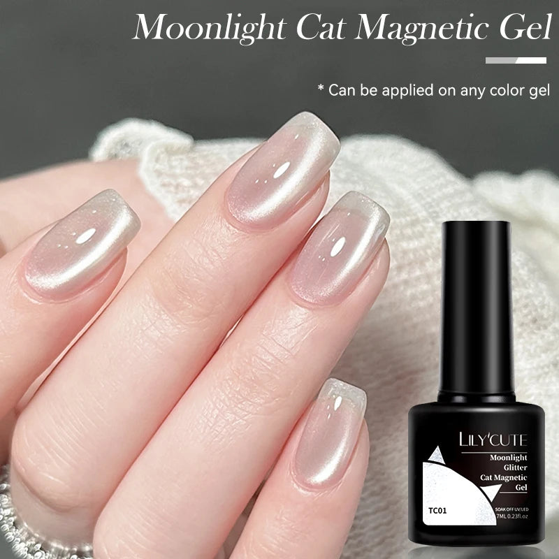 Ojă semipermanentă LILYCUTE Gold Coffee Cat-Eye, 7 ml