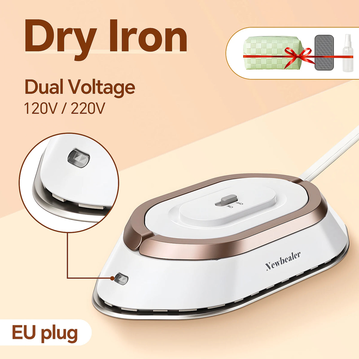 Mini Travel Iron, Dual Voltage, 30-Second Heat-Up