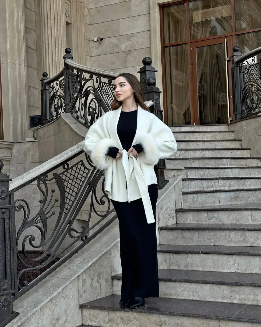 Women's Lace-Up Wool-Style Overcoat - product image 10