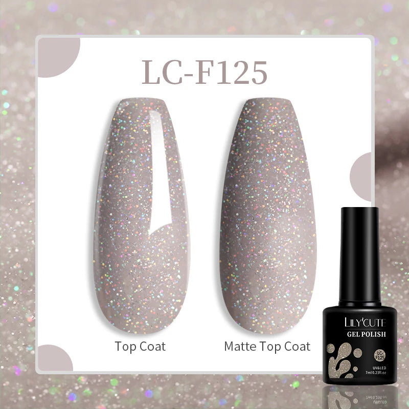 Lac de unghii cu gel LILYCUTE, sclipici roșu închis, 7 ml