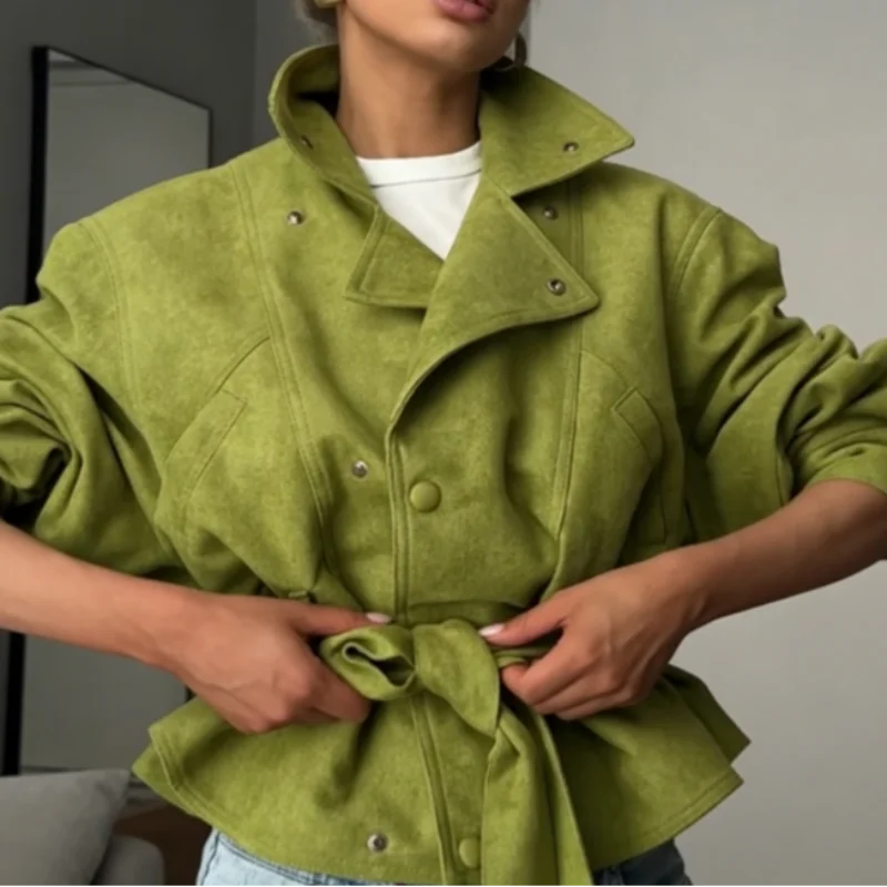 Women's Avocado Green Trench Coat - product image 2