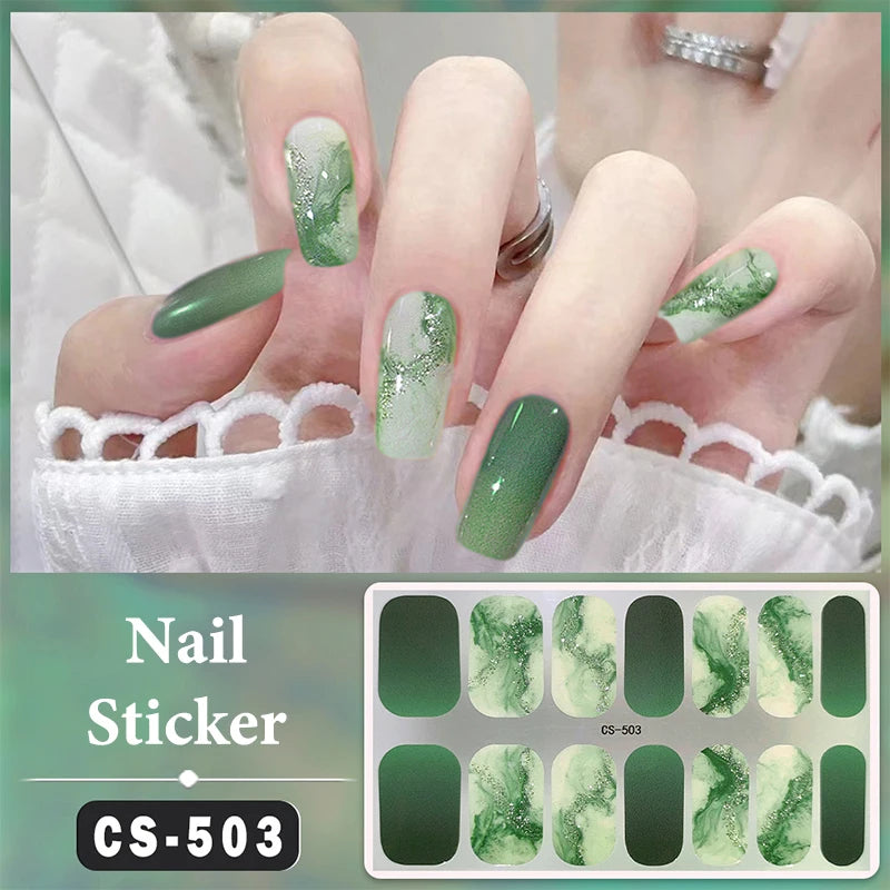 Full-Cover Nail Wrap Stickers, 14-Piece Set - product image 19
