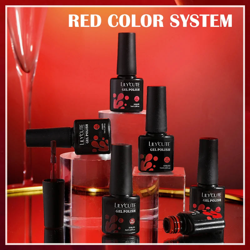 LILYCUTE Dark Red Glitter Gel Nail Polish, 7 ml - product image 6