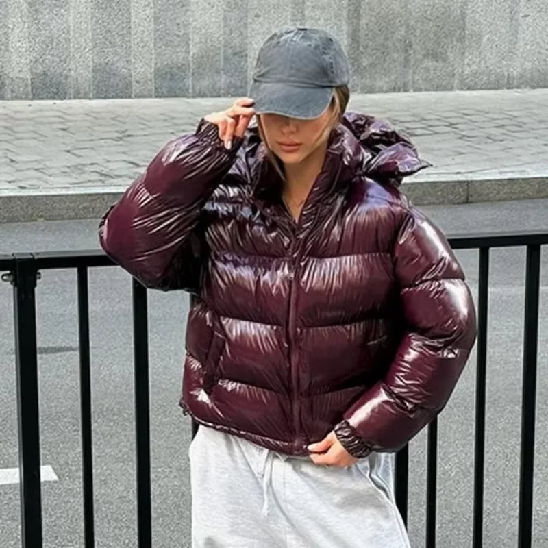 Women's Glossy Hooded Puffer Jacket - product image 10