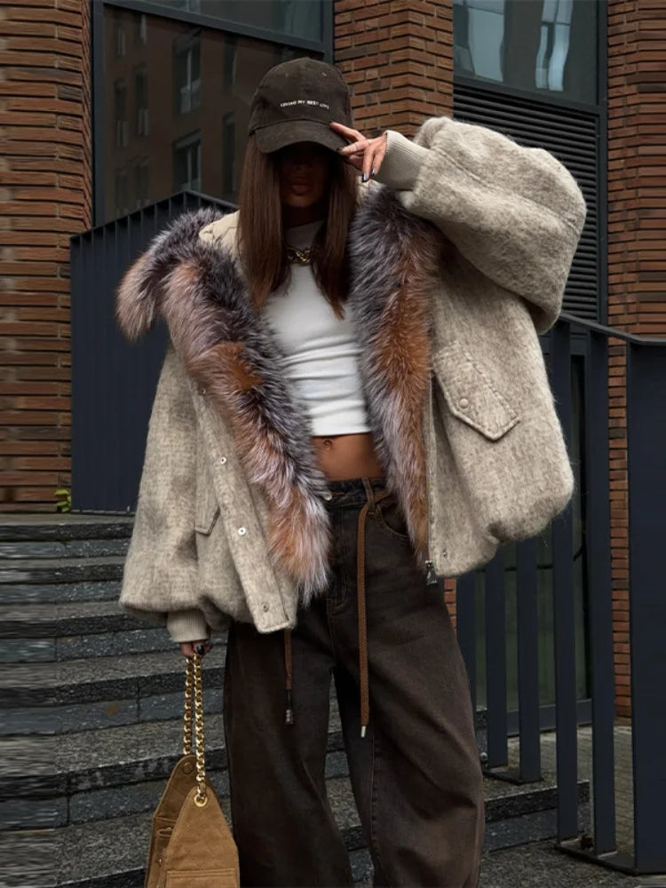 Women's Hooded Faux Fur Collar Coat - product image 3