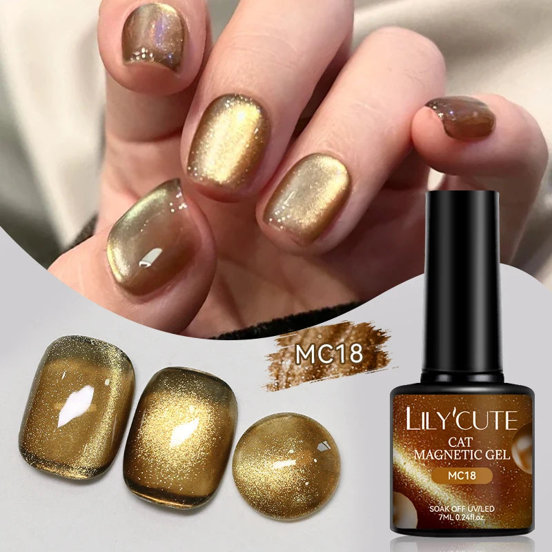 LILYCUTE Gold Coffee Cat-Eye Gel Nail Polish, 7 ml - product image 14