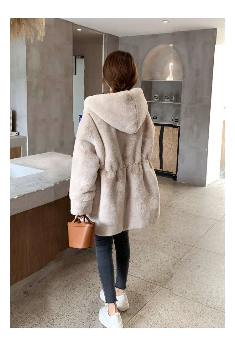 Women's Hooded Faux Fur Long Coat - product image 4