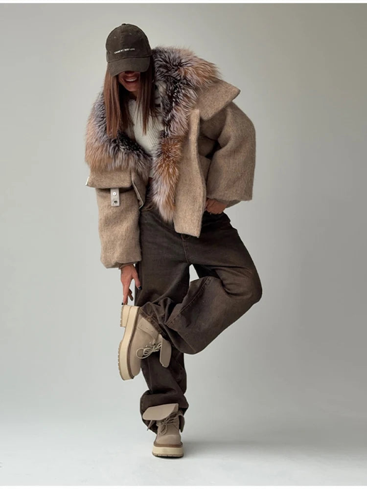Women's Ombre Hooded Plush Winter Jacket - product image 2