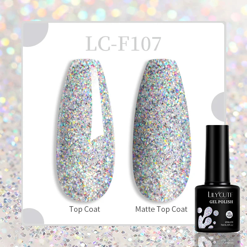 Lac de unghii cu gel LILYCUTE, sclipici roșu închis, 7 ml